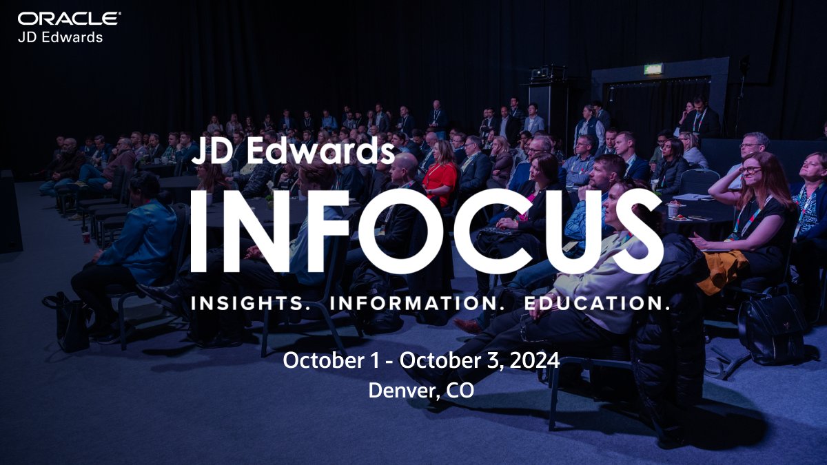 Present at #JDEdwards INFOCUS 2024! Call for presentations is open now: bit.ly/3w5ji05