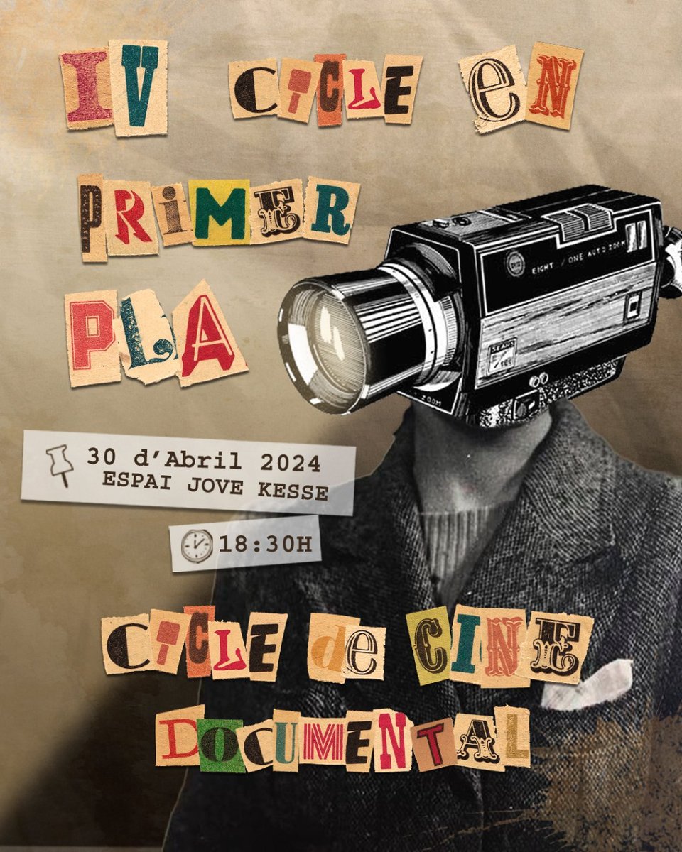 #agendaURV | Sis curts documentals realitzats per l’alumnat de tercer curs de Comunicació Audiovisual de la #URV formen la 4a edició del cicle de cinema 'En primer pla'. 🗓️Avui 30/04 🕑18:30h 📍Espai Jove Kesse #comunitatURV 👉events.urv.cat/agenda/show_ev…