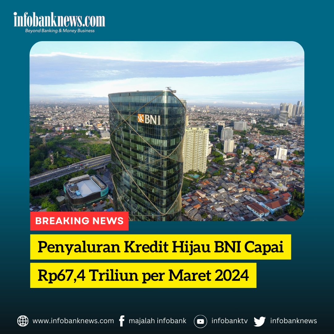 BNI berhasil menyalurkan kredit hijau mencapai Rp67,4 triliun pada akhir Maret 2024, dibandingkan akhir Desember 2020 sebesar Rp29,5 triliun.

Selengkapnya: infobanknews.com/penyaluran-kre…

#infobank #bank #banking #perbankan #bankbni #bni #bni46 #bankbumn #bumnuntukindonesia