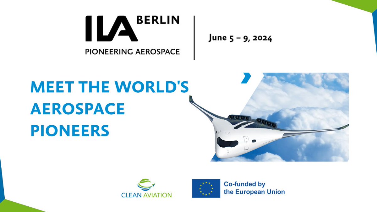 🚀Starting the countdown to @ILA_Berlin 2024! 💥

#CleanAviation is thrilled to invite you to join us at the world’s leading trade show for aviation and aerospace between 5 & 9 June together with the @EU_Commission

Who will be joining us in Berlin? 👀

#ILA2024 #CS2