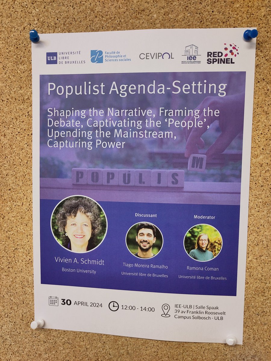 Today we get @vivienaschmidt at the @IEE_Bruxelles to discuss populist agenda-setting. I'll be making a few comments to start what should be a great discussion. The paper was recently published in @jepp_journal for anyone interested!