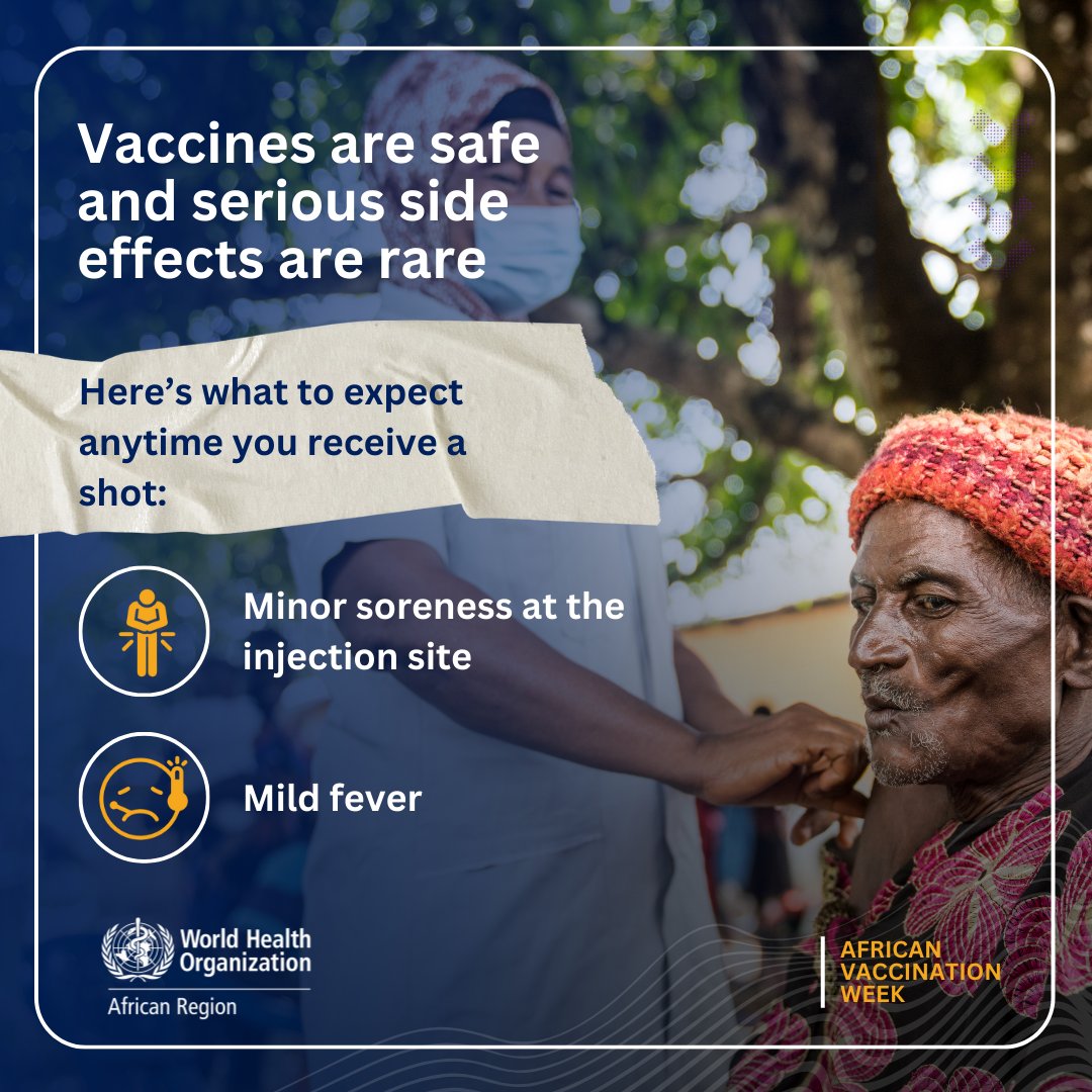 Vaccines are safe and serious side effects are rare. Here’s what to expect anytime you receive a shot. ✅ Minor soreness at the injection site ✅ Mild fever Most side effects are temporary and a small price for long-term health protection. #VaccinesWork