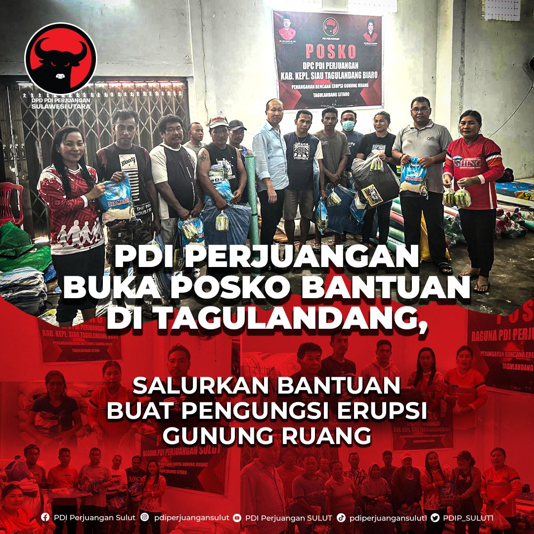 PDIP_SULUT1's tweet photo. Erupsi Gunung Ruang di Tagulandang Sitaro menyebabkan ribuan warga sekitar dievakuasi dan mengungsi di beberapa tempat.

Merespon hal tersebut, PDI Perjuangan membuka posko dan menyalurkan bantuan untuk membantu warga masyarakat terdampak.

#PDIPerjuangan
#SolidBergerak https://t.co/tArO5cub0b
