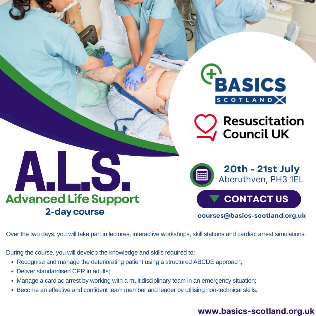 We have spaces left on our next ALS course. Please get in touch if you are interested in attending. courses@basics-scotland.org.uk