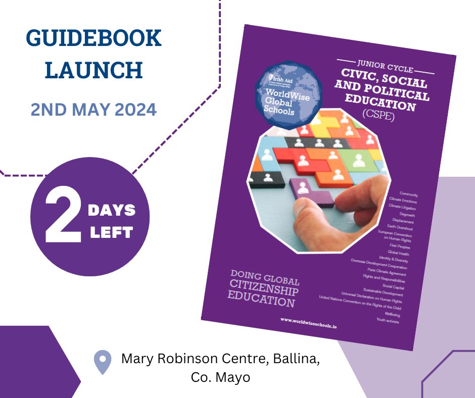 Only 2 days left for the launch of our teacher guidebook, 'Doing Global Citizenship Education in Junior Cycle CSPE'. We are looking forward to seeing you there. You can still register here: worldwiseschools.ie/resource-item/…