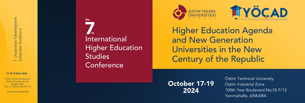 The 7th International Higher Education Studies Conference (IHEC2024) will take place on October 17-19, 2024, in collaboration with YÖÇAD (@yocad2) and OSTİM Technical University (@ostimteknikuniv). We look forward to your submissions and participation: yocad.org.tr/conferences/th…