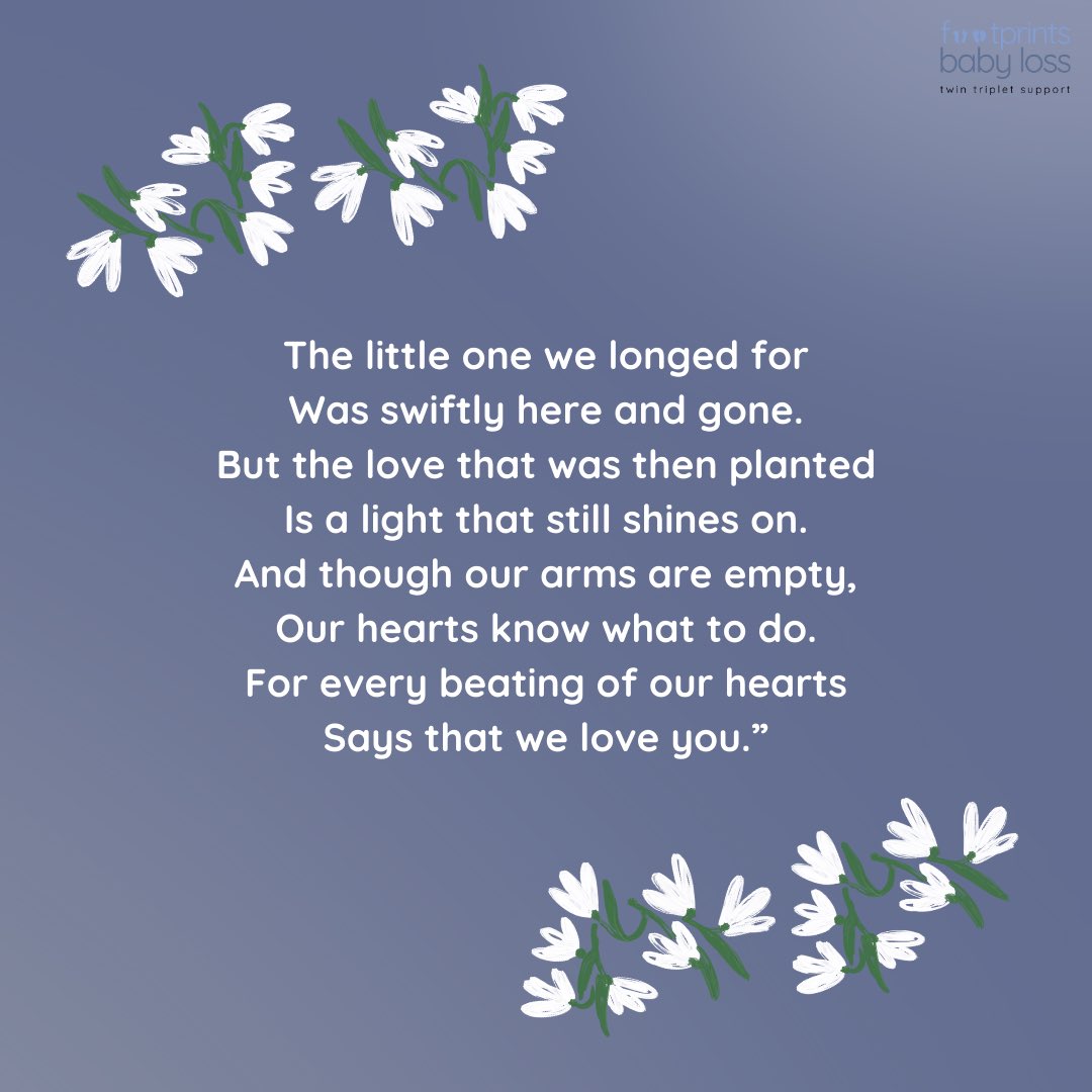 We are planning a poem section on our website. Please do let us know any poems that you would like to see included. 

#PregnancyLoss #BabyLoss #twinloss #tripletloss #multiplebirthloss #youarenotalone
#footprintsbabyloss #footprints