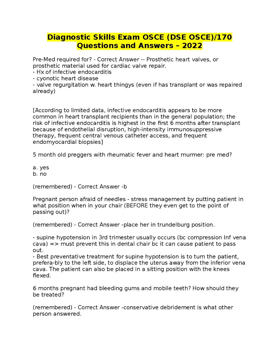 Diagnostic Skills Exam OSCE (DSE OSCE) Questions and Answers 2023/2024
hackedexams.com/item/10832/dia…
#DiagnosticSkills #SkillsExam #DSEOSCE #Questions #QuestionsandAnswers #hackedexams