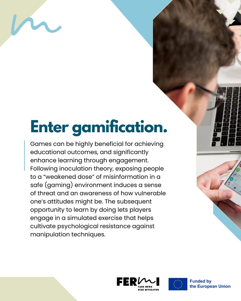 🎮Do you want to know how #gamification can assist in safeguarding against #disinformation?

Read the carousel below! 🔽

#FermiEU #HorizonEU #gamification #disinformationmitigation #prebunking