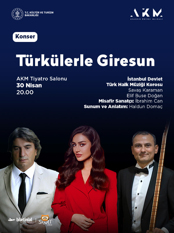 'İstanbul Devlet Türk Halk Müziği Korosu' 'Türkülerle Giresun' ⏱️ 30 Nisan Salı, 20:00 📍AKM Tiyatro Salonu Biletlere @sanatcepte uygulamamız ile biletinial.com/tr-tr/muzik/tu… ulaşabilirsiniz.