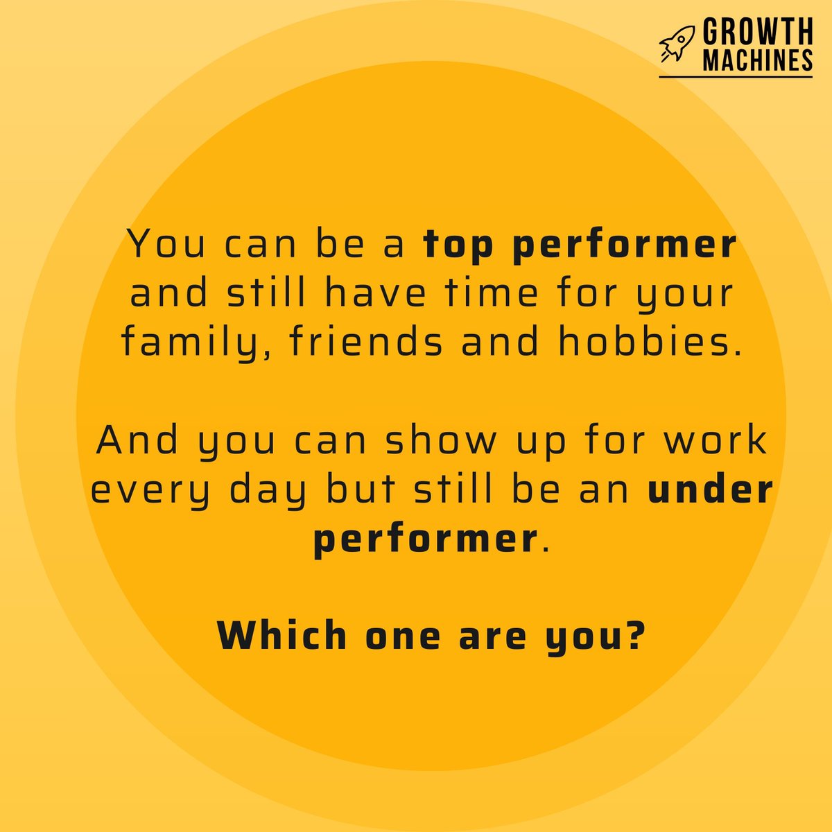 You can be a top performer and still have time for your family, friends and hobbies. And you can show up for work every day but still be an under performer. Which one are you? #topperformer #personalgrowth
