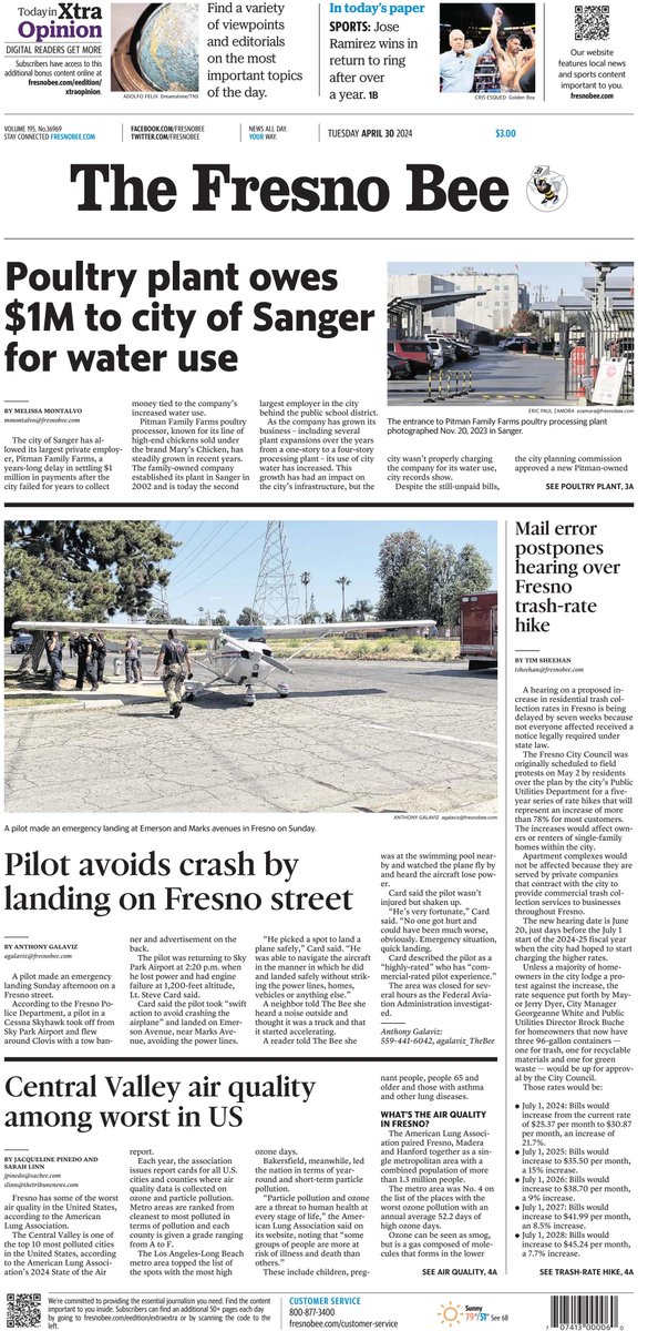 🇺🇸 Poultry Plant Owes $1m To City Of Sanger For Water Use

▫@melissamyrna_
▫is.gd/36fQeU 👈

#frontpagestoday #USA @FresnoBee 🇺🇸