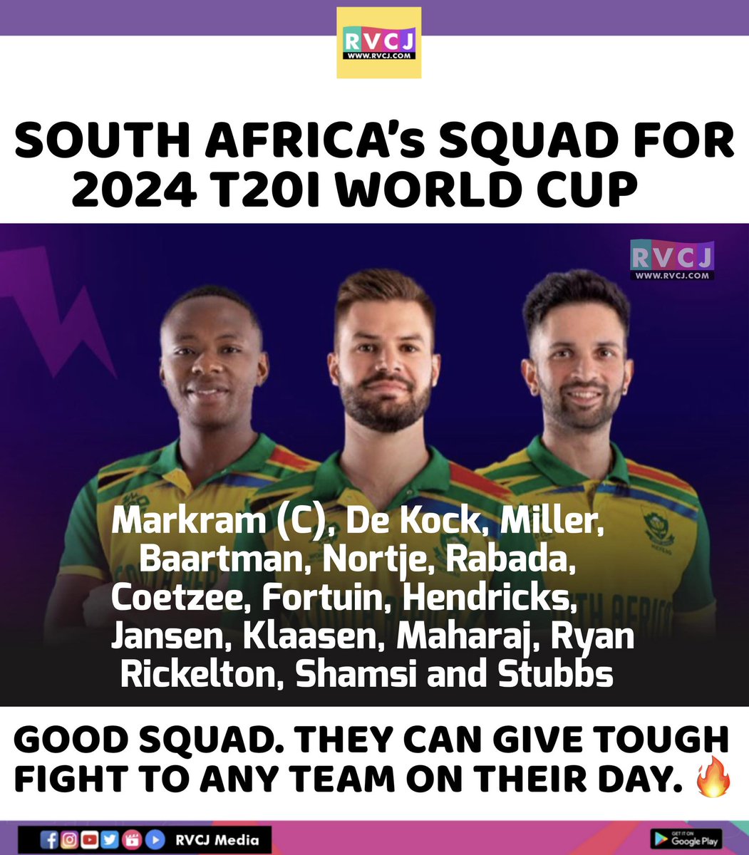 South Africa's Squad for 2024 T20I World Cup 🇿🇦