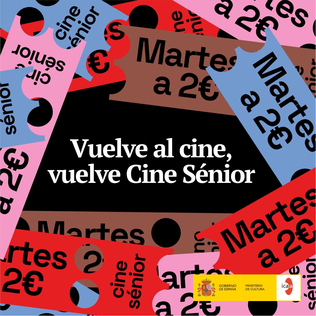 📢 Vuelve al cine, vuelve Cine Sénior: los mayores de 65 años podrán disfrutar de entradas a tan solo 2€ cada martes 👥 Ven con tu pareja o con amigos a ver películas a un precio muy bajo 👉 Consulta en los cines asociados, en tu sala más cercana o de forma online