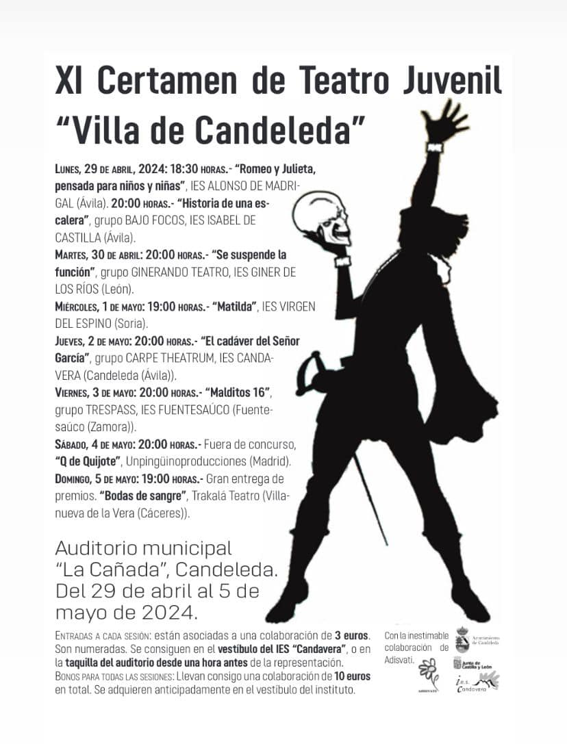 Vía Ayuntamiento de Candeleda
¡Hoy comienza el XI Certamen de Teatro juvenil Villa de Candeleda!
Turismo Candeleda: candeledaturismo.com
-
#candeleda #elraso #valledeltietar #gredos #avila #turismorural #turismo #planescandeleda #castillayleon #CertamenDeTeatro #TeatroJuvenil