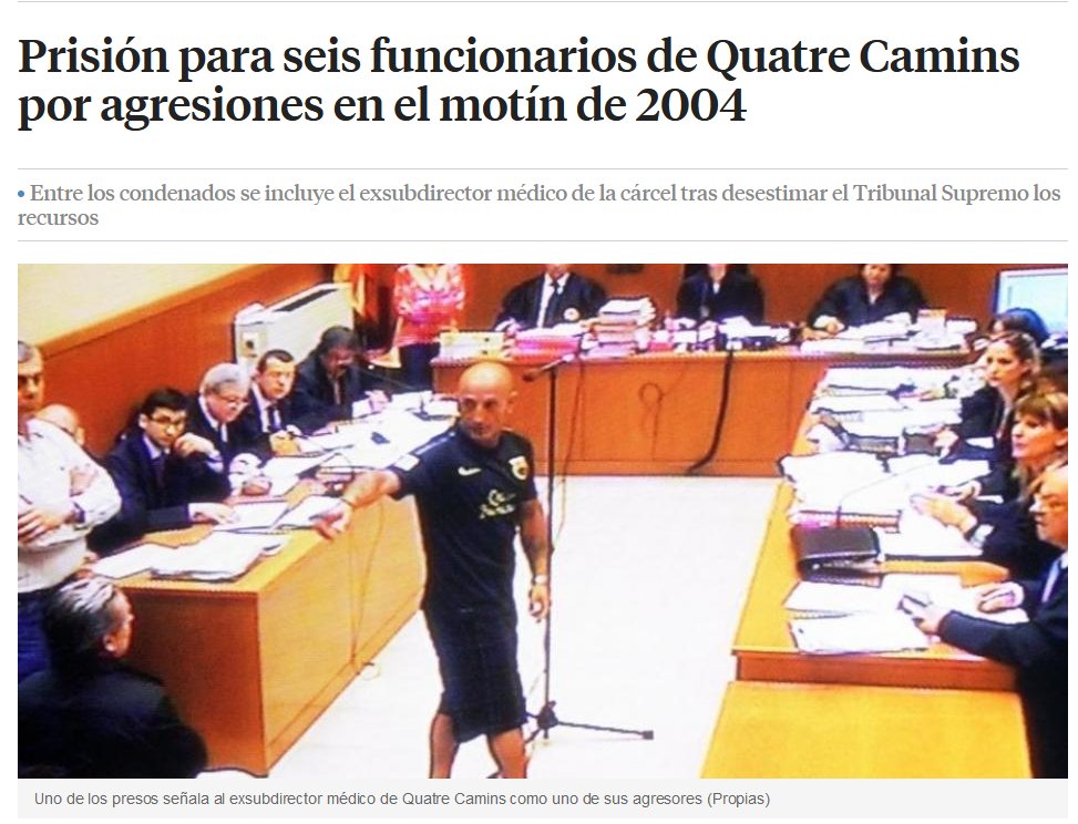 ‼️Avui es compleixen 20 anys dels fets de Quatre Camins, esdeveniment que marcaria un punt d'inflexió històric en la política penitenciària de Catalunya

🔴Per primer cop una sentència del Tribunal Suprem confirmava tortures i maltractaments, i condemnava als responsables

🧵👇