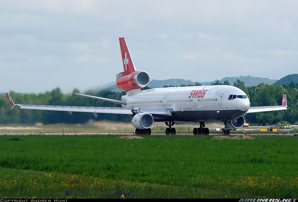 A Swiss international Airlines MD-11 seen here in this photo at Zurich Airport in May 2002 #avgeeks 📷- Andrew Hunt