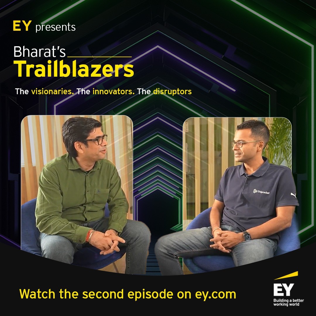 Join us for the next chapter of 'Bharat’s Trailblazers'! Hear the remarkable story of Mr. Saahil Goel, Founder and CEO, @ShiprocketIndia. Tune in to ey.com to catch the second episode. 
#Bharatstrailblazers #Entreprenuers #BetterWorkingWorld