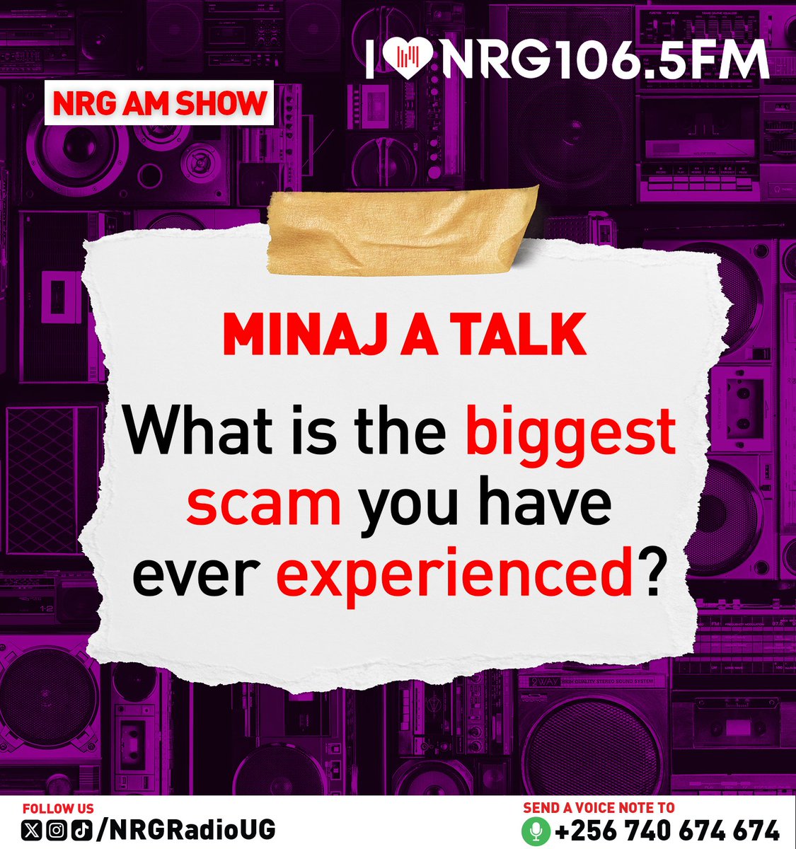 Share with us on whatsapp, 0740674674 or you can also send a voice message and share your story👆🏾 #NRGAMShowUG #NRGRadioUG