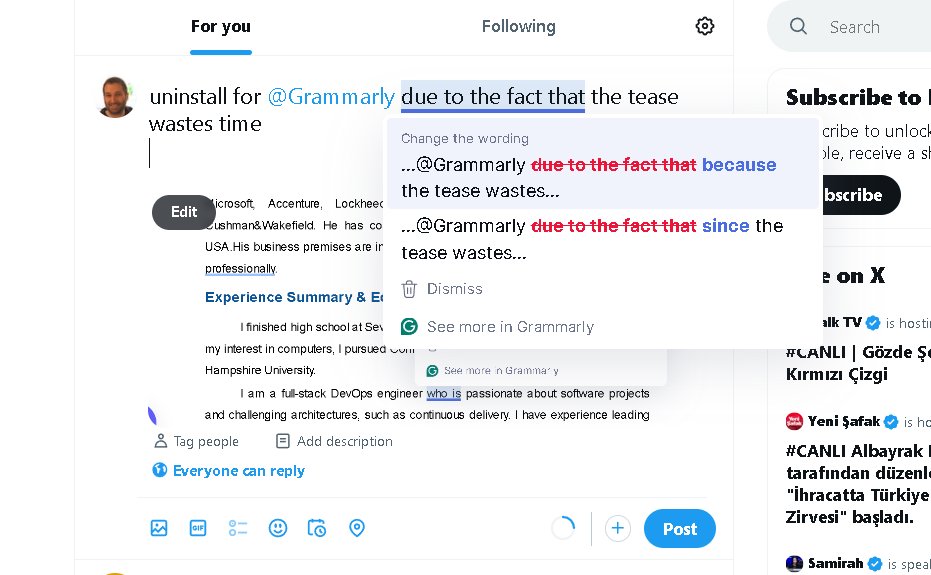 uninstall for @Grammarly because the tease wastes time not clear when it is free when it is not