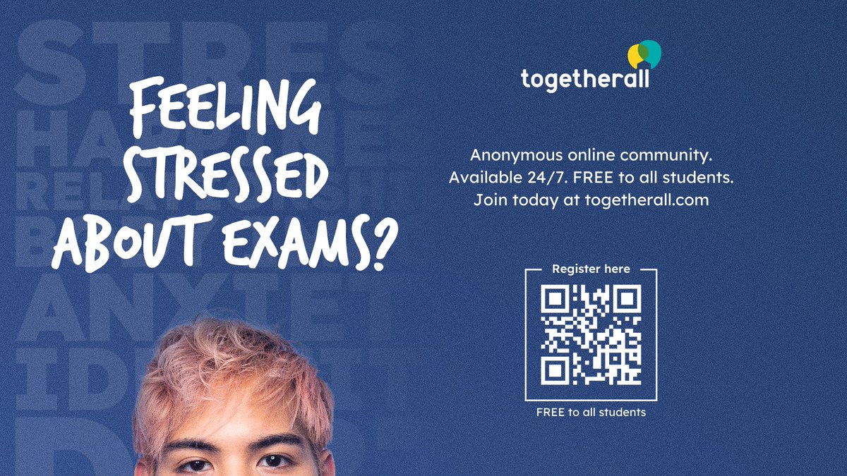 If you feel like your exams are taking over, don’t forget to look after yourself. It can feel overwhelming at times. Talking to others about how you’re feeling can be helpful. @togetherall is available to all @marinoinstitute students and free to join.