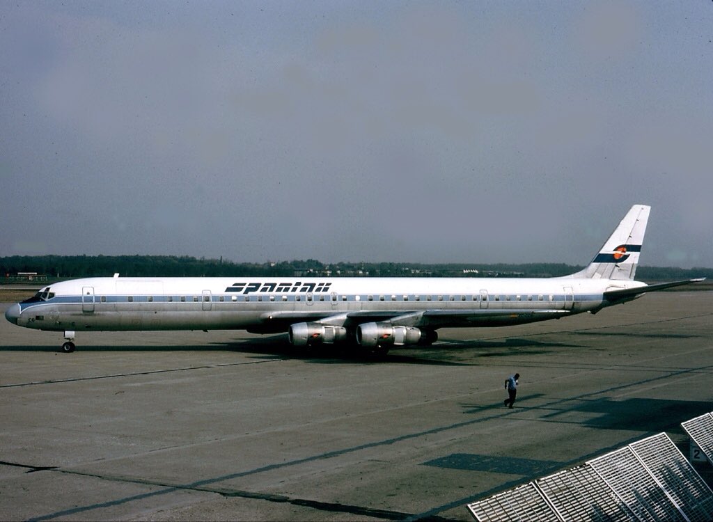 A Spantax DC-8-61 seen here in this photo at Milan Malpensa Airport in April 1984 #avgeeks 📷- Guido Allieri
