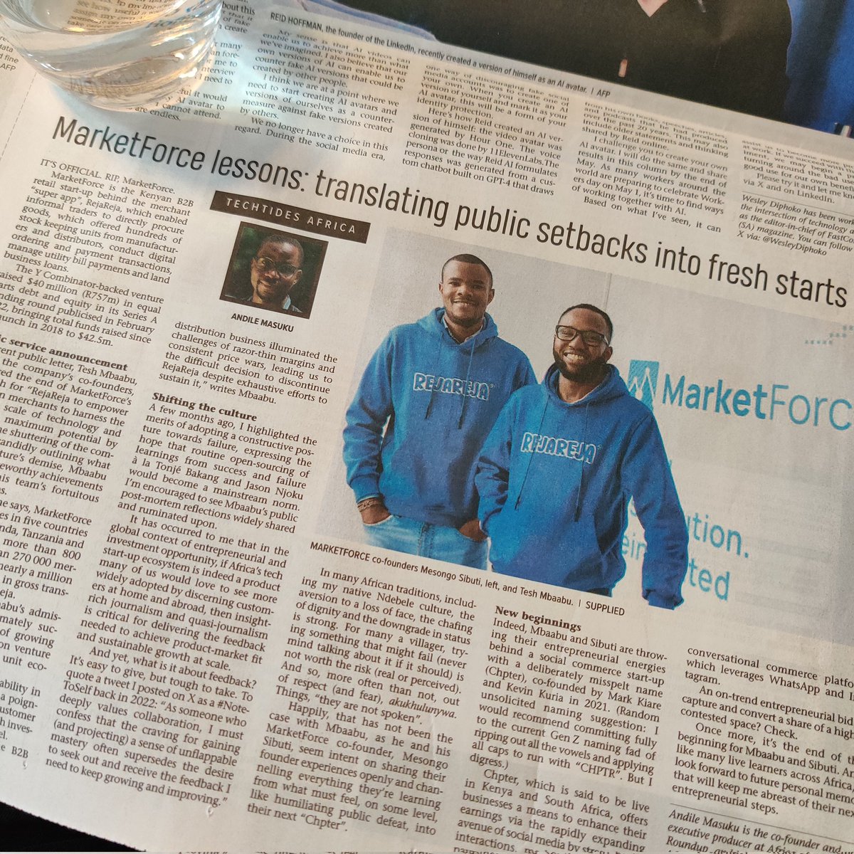 MasukuAndile's tweet image. It&apos;s #TechTidesTuesday 📰

⚰️ My @busrep column this week features armchair reflections on the demise of the Kenyan B2B retail distribution startup @MarketForceHQ, co-founded by @Mesongo &amp;amp; @teshmbaabu.

Spoiler: Failure is brutal but... ✨

Get it: ✅ iol.co.za/business-repor… 👈🏾