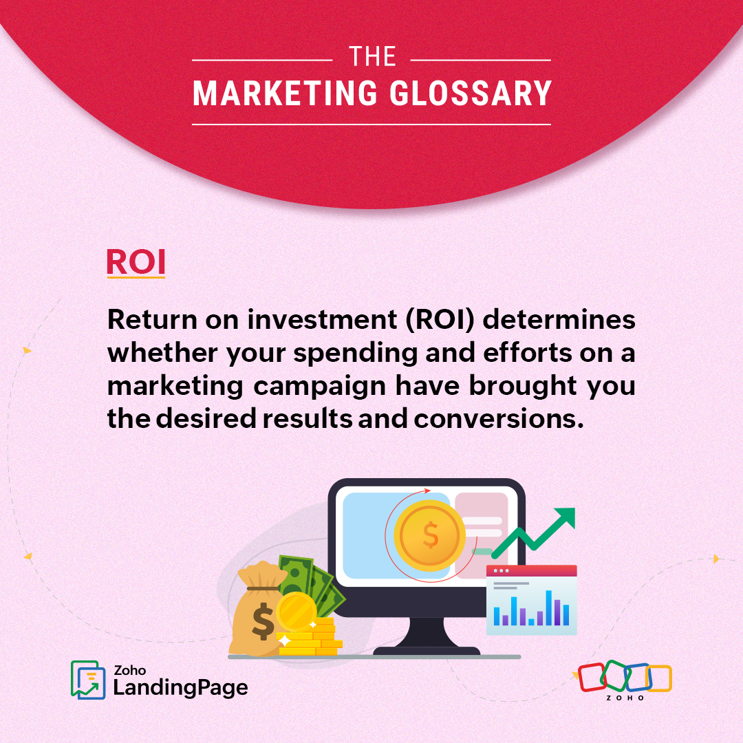 The Marketing Glossary! Learn with us📖

Term of the day: Return on investment (ROI)

Want to gain a higher #ROI through captivating landing pages?
 
Try Zoho LandingPage: zurl.co/ktrb 

#ReturnOnInvestment #DigitalMarketing