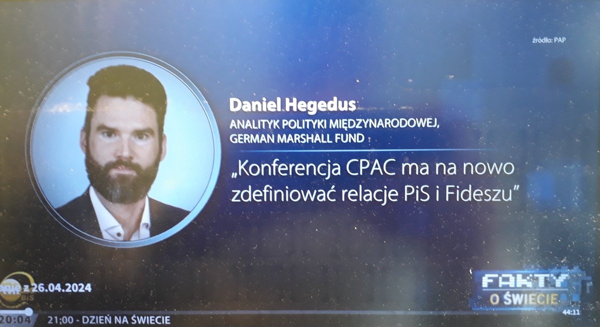It was a great honor to be quoted in prime time by @tvn24 on Fakty o Swiecie about #Morawiecki's appearance at #CPACHungary. I argued that the visit also served to redefine #Fidesz-#PiS relationship with an eye to Fidesz joining #ECR after the EP elections.