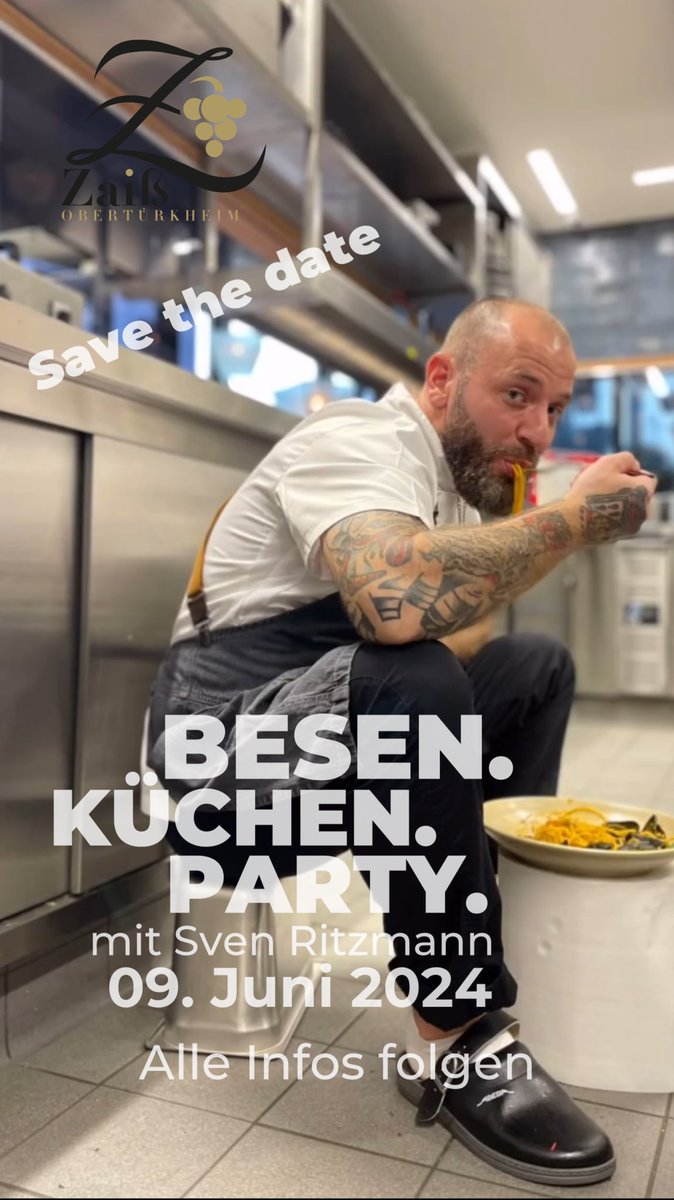 ++ Save the date ++
Gastkoch unserer diesjährigen BESEN.küchen.PARTY am 09. Juni ist Sven Ritzmann. Alle Details folgen in Kürze. Wenn ihr jetzt schon Interesse habt, meldet euch einfach bei uns 

#weingut #zaiß #sonnenbesen #besenküchenparty #stuttgart #obertürkheim
