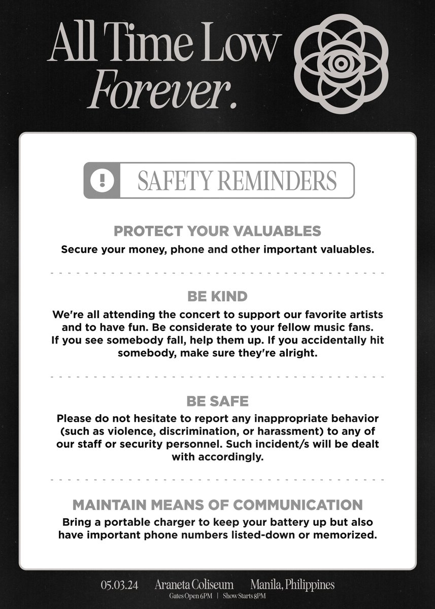 Also, take a moment to read and remember these safety reminders for #ALLTIMELOWinMANILA2024. ☺️