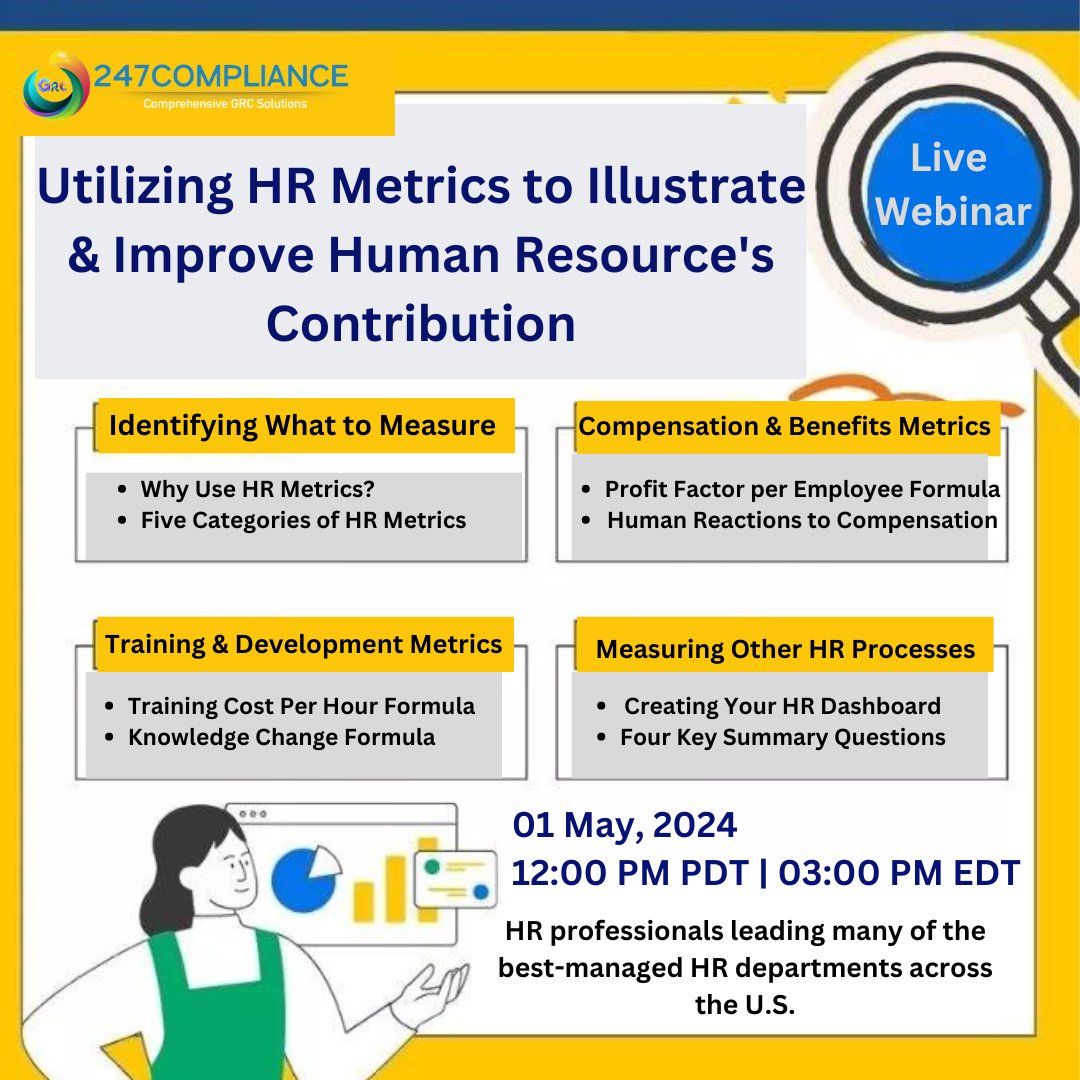 This interactive #HRmetrics training will provide an overview of frequently used HR Metrics and describe a methodology for implementing them in your #HR function.

lnkd.in/gwAYhaUM

#webinar #livewebinar #livetraining #onlinetraining #compliance #training