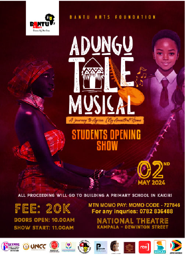 Dive into the magic of #AdunguTale presented by @BantuArts! Immerse yourself in our rich cultural heritage, blending traditional Ugandan instruments with modern beats.  

📍 Location: National Theatre 
🎟️ Tickets: 20K

#AfroMobileUG #TheFutureIsNow