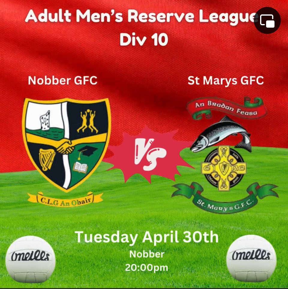 Our Adult Lads Reserve Team head to @nobbergfc this evening for Roinn 5 of the League.......Good Luck Lads