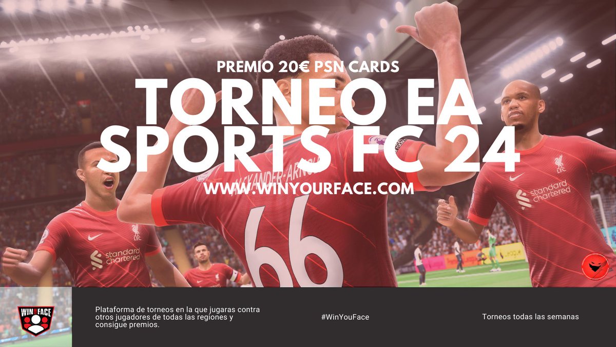 #TorneoDeSportsFC24 | Premio 20€ PSN Cards 8 plazas disponibles 🇪🇺 | 2 de Mayo 17:00 Participa: winyourface.com/en/tournament/… #WinYourFace 🤍🥇
