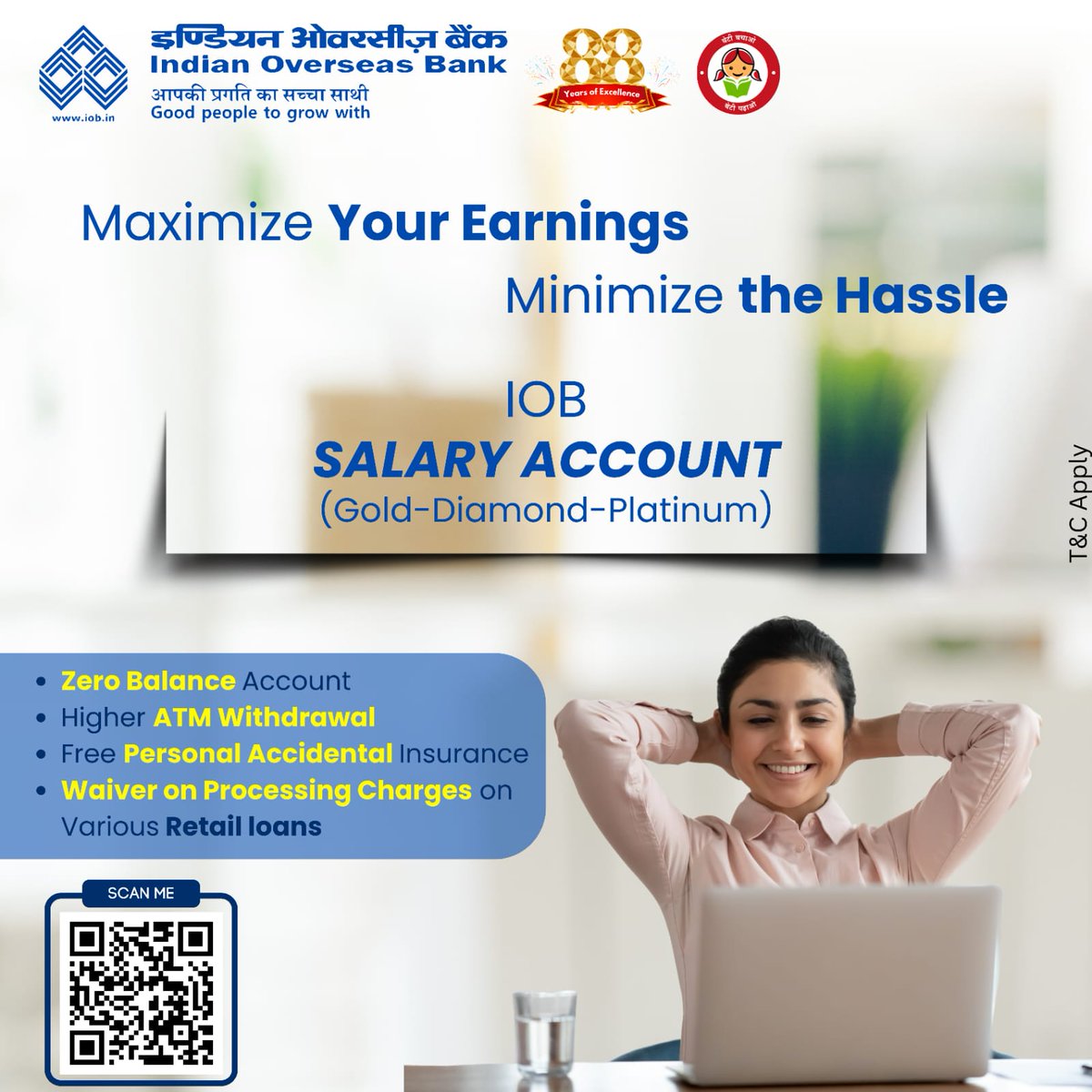 From efficient handling to exciting benefits, IOB’s SB Salary Account has got it all! Join today !!! 
iob.in/IOB-Salary-Acc…

#IndianOverseasBank #dfs #RBI #KYC #AccountOpening #salaryaccount #savingsaccount #savings #DigitalAccount #UniqueFeatures #nilcharges #zerobalance