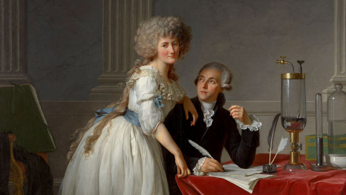 Le #chimiste Antoine #Lavoisier est guillotiné #CeJourla #8mai #1794. Marié Marie-Anne Paulze devenue Lavoisier, il travaille avec son épouse, elle-même #mathématicienne. Ce double #portrait les montre à l'écriture 'Traité élémentaire de chimie' urlz.fr/qtEU #sciences