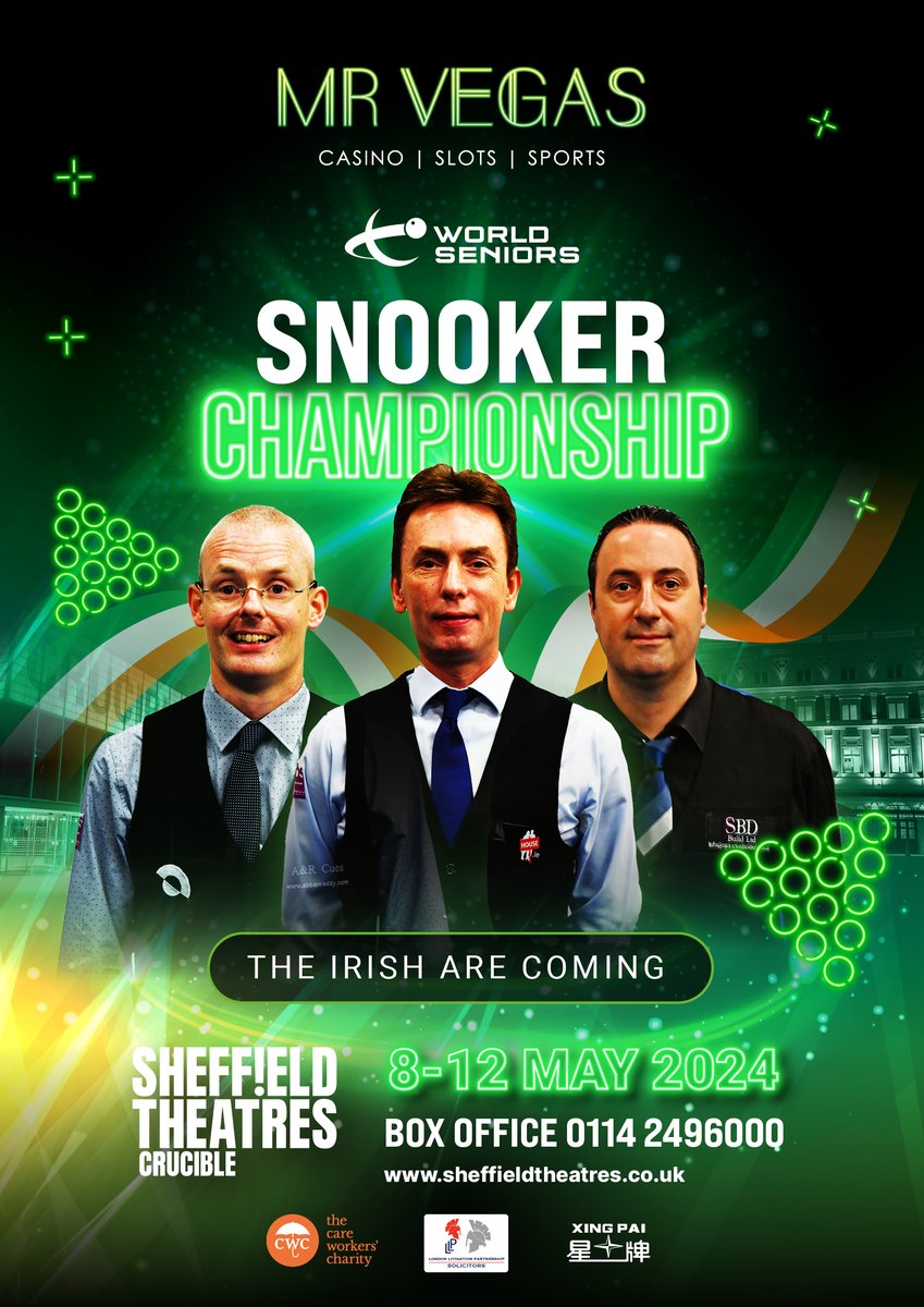 Will the Seniors trophy cross the water for the first time? A strong Irish contingent will be trying to make that happen.. @MrVegas_Casino @kendoherty1997 join us at the @crucibletheatre sheffieldtheatres.co.uk/events/world-s…