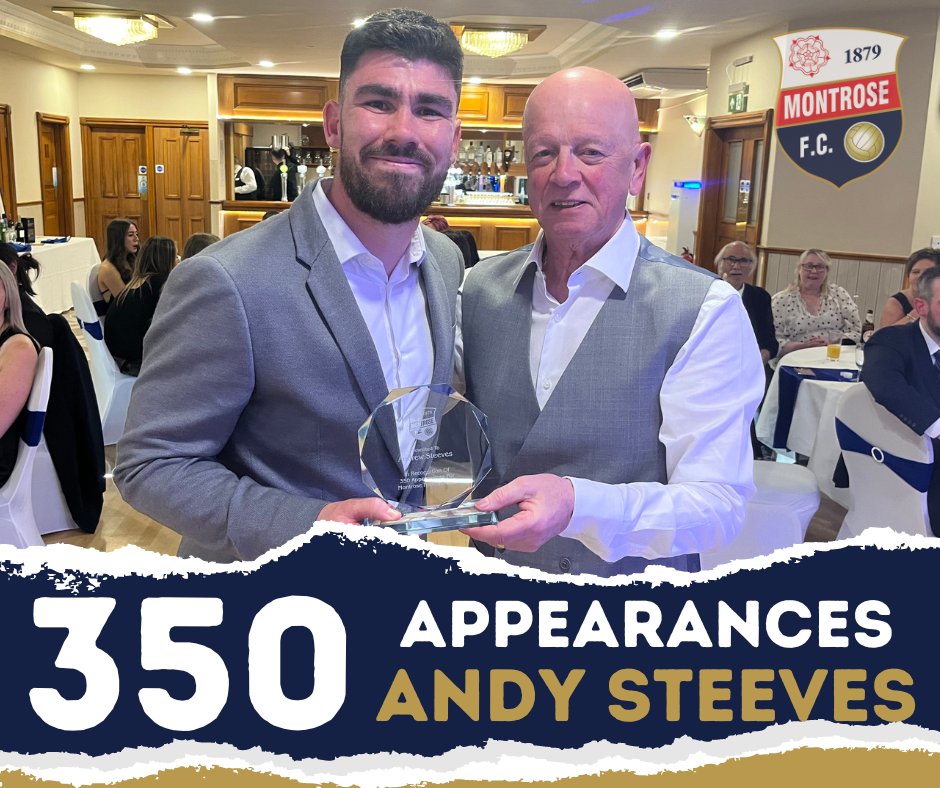 STEEVES MAKES 350TH MIGHTY MO APPEARANCE Andrew Steeves has become the fourth player from Stewart Petrie’s current squad to reach the incredible milestone of 350 appearances for the Angus club. Full story and interview here montrosefc.co.uk/2024/04/30/ste…
