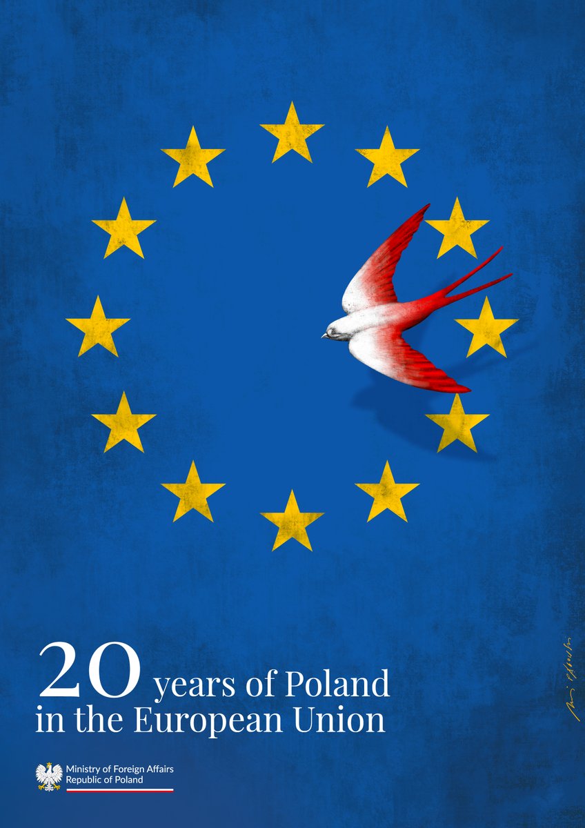 20 years ago, Poland joined the European Union! 🇪🇺 Following a referendum where 🇵🇱 voted in favour of becoming an EU member on 1 May 2024, alongside 🇨🇿, 🇸🇰, 🇭🇺, 🇱🇻, 🇱🇹, 🇪🇪, 🇸🇮, 🇨🇾, and 🇲🇹, Poland joined the EU in the biggest enlargement in its history.