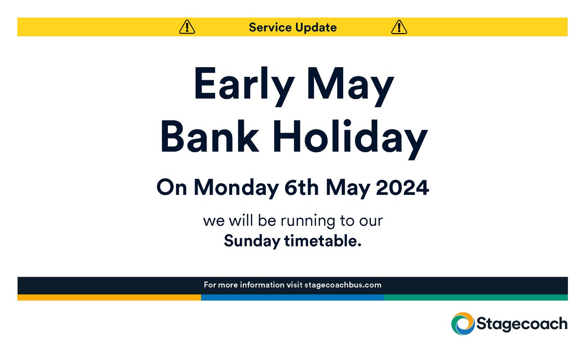 If you're travelling with us on Bank Holiday Monday (6tht May) we will be operating to our Sunday timetable! More info... stagecoachbus.com/service-update… @Merseytravel @LancashireCC @Go_CheshireWest