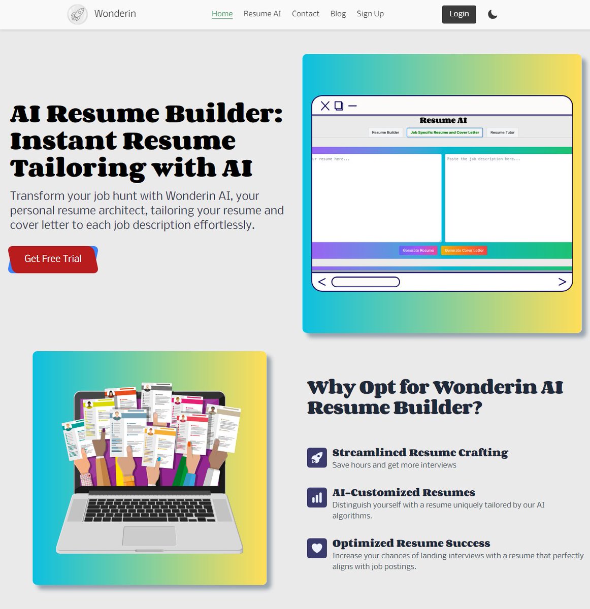 AI Tool of the Day: Wonderin AI AI Resume Builder - Instantly tailor your resume to any job. Wonderin AI is a dynamic tool designed to tailor resumes and cover letters according to specific job descriptions. ai-search.io/tool/wonderin-… #ai #aitools #chatGPT #GPT4 #job #JobSeeker