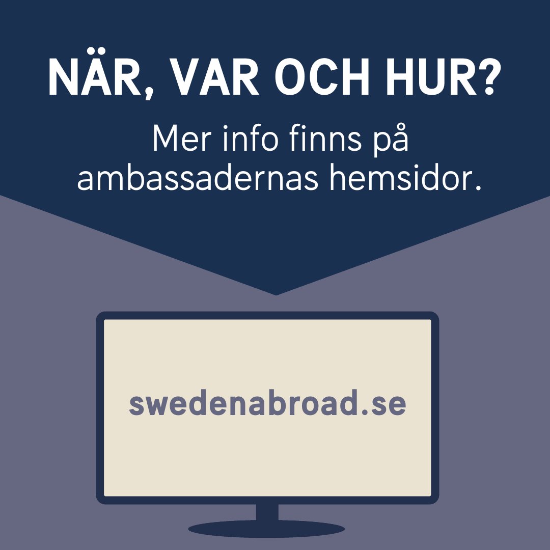 Rösta i EU-valet 🇪🇺 Den 9 juni är det EU-val. Brevröstningen från utlandet är nu öppen och i maj öppnar röstmottagningen på ambassaden. Information om hur du gör för att rösta i Zambia och öppettider finns här: swedenabroad.se/.../news/r%C3%…