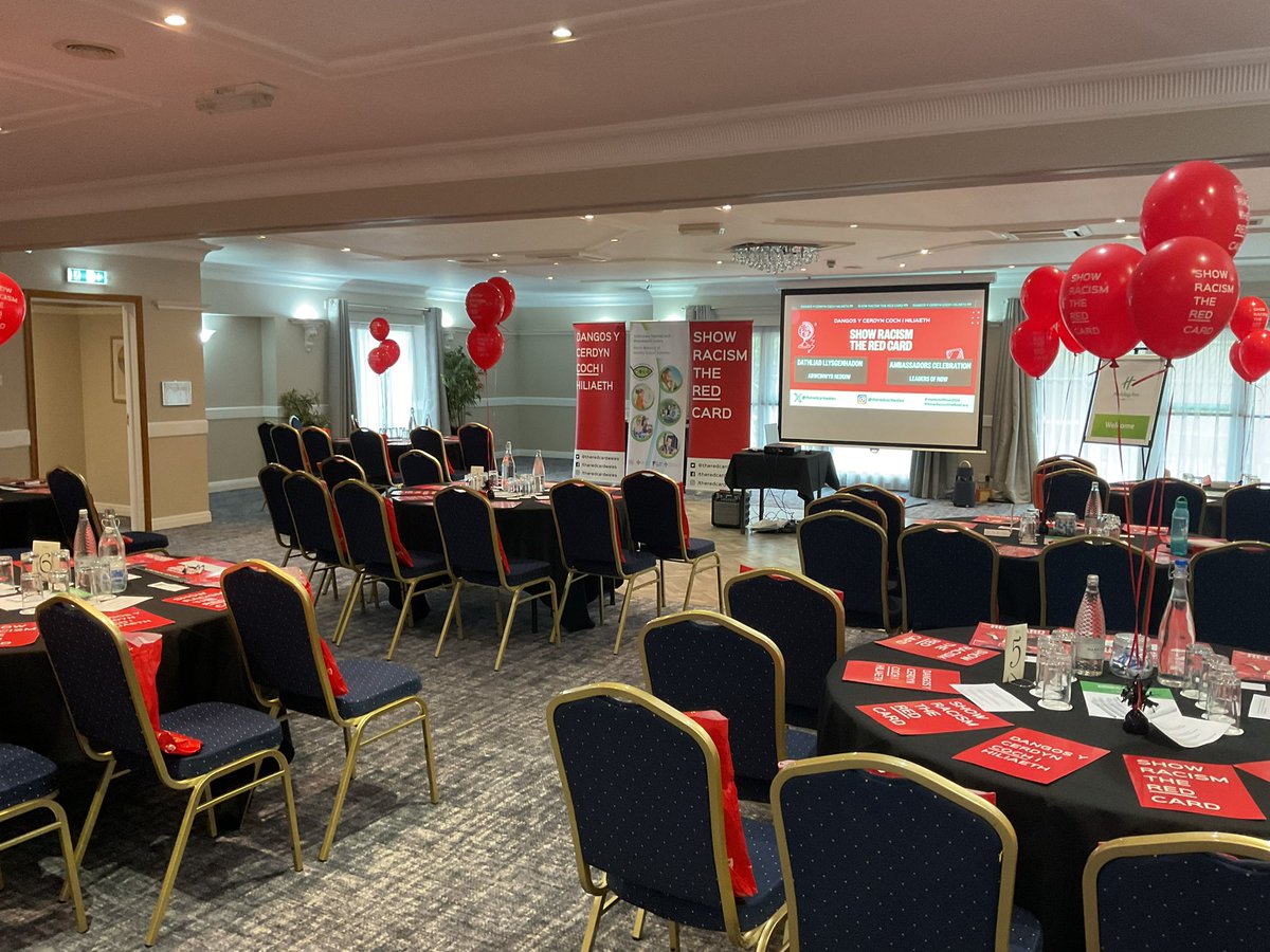 All set up and ready to go! Today we celebrate the fantastic work of our Young Anti-Racism Ambassadors from Flintshire who have been part of our 'Leaders of Now' programme over the last academic year. #LeadersofNow2024 #ShowRacismtheRedCard @schthgc_nwopcc