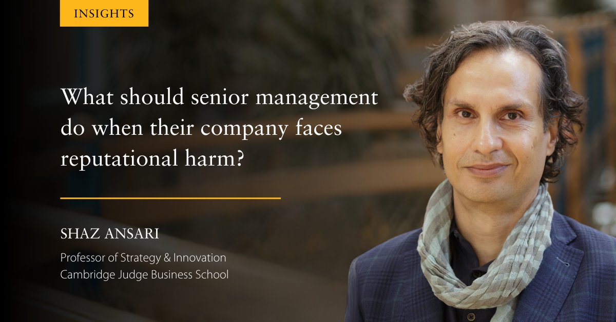 Reputation management: the role of senior leadership in a crisis - why executives promptly address certain negative incidents while neglecting others - new study co-authored by Professor @ShazAnsari1 of #CambridgeJudge. #leadership #reputationmanagement loom.ly/-xbnWNE