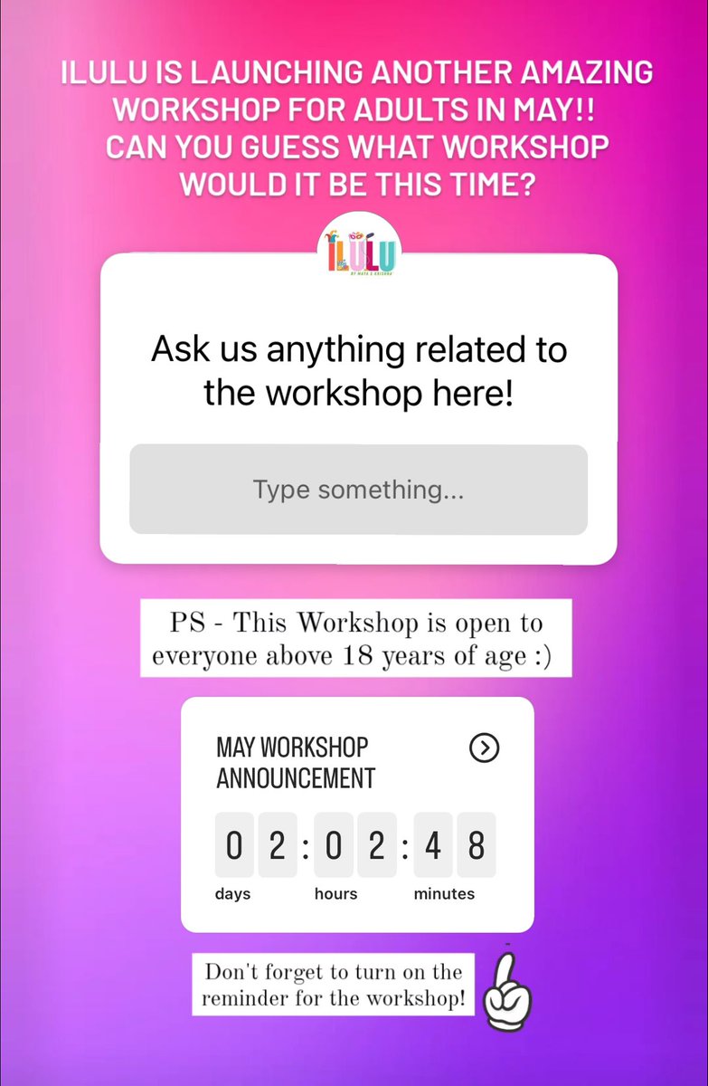 ‼️ Upcoming workshop alert.. Drop a note with your questions on workshop: instagram.com/stories/ilulub… #ilulubymaya #mayasquad