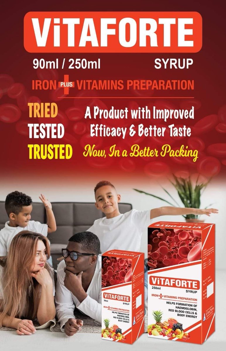 SPONSORED: Do you worry if your loved ones are anaemic
Worry NOT! 😎
VITAFORTE Syrup is an improved formulation with a better taste and  which helps formation of red blood cells and retain body energy to give your family healthy growth!👍👍 #Uganda #health #healthcare