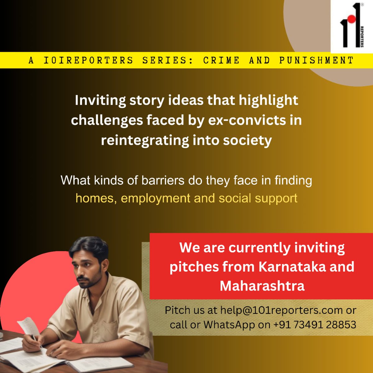 We're seeking story ideas on challenges faced by ex prisoners while reintegrating into the society under our new 'Crime and Punishment' series Got a pitch for us? Get in touch! #callforpitches #callforjournalists