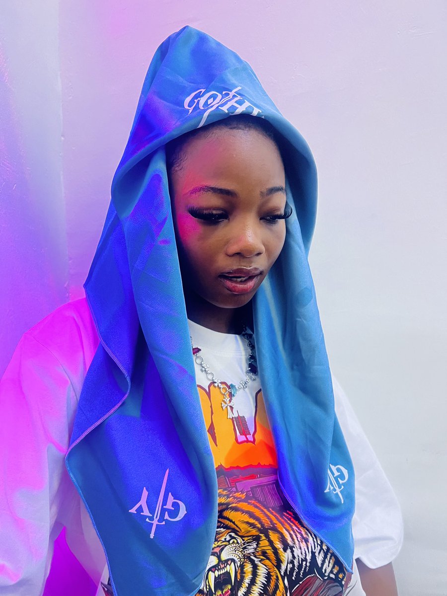 Shawdy in GY Cheese Blue scarf x Verlauf Legend Tee💫 • • send a dm to order, or visit our website 🚀 • • #explorepage #explore #fyp #streetwear #clothingbrand #KIZILGONCALAR #HEYA