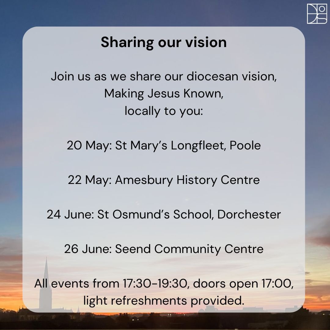 Join us this May/June! Our ‘sharing the vision’ events are focussed on exploring and learning together how we live out our vision and sharing inspiring stories from inside and outside the diocese. Food and lively conversation guaranteed! Sign up here: buff.ly/3PYxtdY